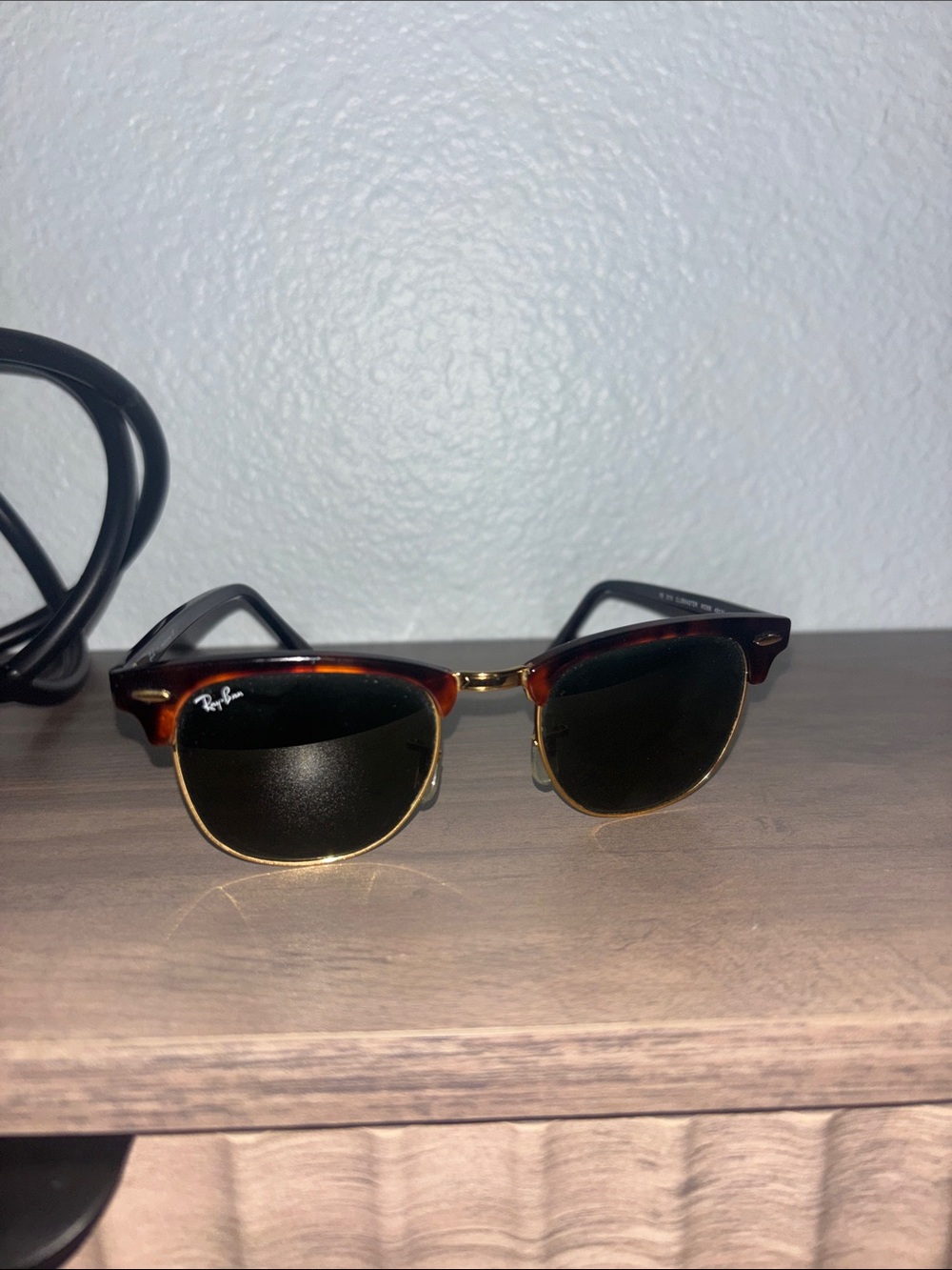Ray-Ban Clubmaster Sunglasses - Tortoise & Gold with Black Lenses